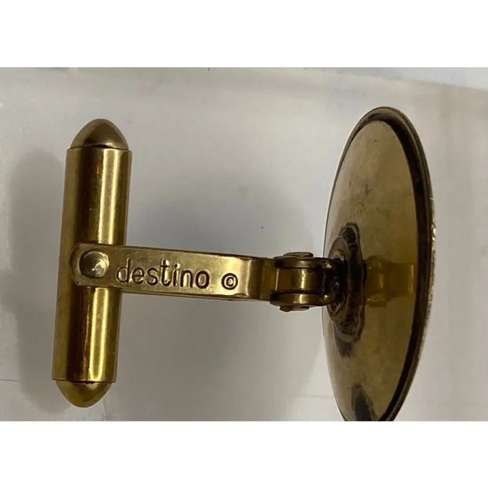 Vintage Destino Gold-Filled Round Cufflinks|1960s Mid-Century|Ralph Destino